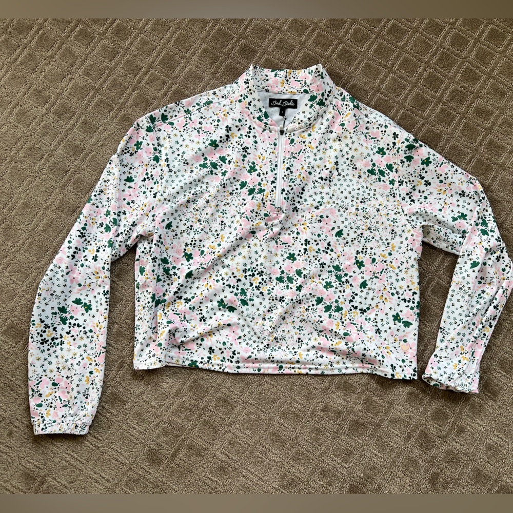 Bad Birdie Pink and Green Floral Polo